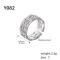 Bague réglable en acier inoxydable argenté motif tissé Y082 taille sept pour femme - US 7 / Tressé Ajouré (Y082-Argent)