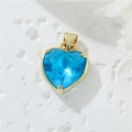 Colgante de corazón en oro de 14K con una piedra de circón azul facetada - Azul