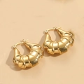 Elegante vergoldete Croissant-Ohrringe im Vintage-Stil mit geripptem Design - Hohle Croissant Creolen Gold