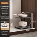 2-tier gunmetal gray stainless steel kitchen pot rack with adjustable non-slip feet - Nano-2 Tier / Brushed Gun Grey