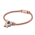 Rose gold pearl chain bracelet with magnetic buckle and sparkling crystal butterfly charm - Rose Gold (KB117767-KFC)