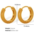 Classic golden stainless steel thick hoop earrings with textured twisted croissant design - Vintage Twisted Texture Style (EH402) / Gold