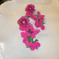 Pendientes de borla de cuentas florales en rosa y morado con rosa de resina y hojas - Cuentas de arroz tejidas de rosa púrpura rosa (Pin de plata 23#)