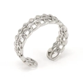Silver double-layered open ring with dot chain and hollow Cuban link design - Double Layer Chain Hollow Style (ZR031S) / Silver