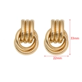 Elegant gold-finished triple-ring earrings, featuring minimalist chic design, size 33x22mm - 22X32.4 Threaded Gold Style