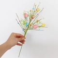 Detail of hand-held Easter egg floral stems with pastel berries and white pearl accents - Approx. 36-37cm / Easter Grass Egg Branch