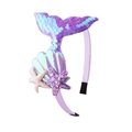 Sparkly sequined mermaid tail headband with holographic shell for kids hair accessory - Violet