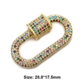 Gold oval screw clasp connector with multicolor pave rhinestones, 28.8x17.5mm size - Style 40 (Gold Multi-color Zircon Oval Clasp)