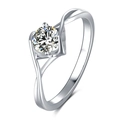 Elegant S925 silver moissanite ring featuring a classic round cut and twisted band - US 5.25 / Angel's Kiss-0.5ct