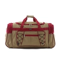 Borsa da viaggio capiente marrone e rossa con manici imbottiti e tasca frontale - Grande / Stile con Tasca Singola / Cachi