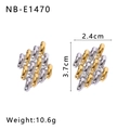 Two-tone woven 18K gold plated bow earrings featuring a mixed gold and silver finish - Woven Chain Style (NB-E1470)