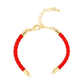 Handmade red braided cord bracelet with adjustable gold lobster clasp and teardrop charm - Bracelet: 62
