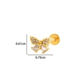 Golden butterfly lip stud with sparkling crystals and droplet-shaped stones - Butterfly Style (7#) / Gold