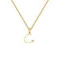 Golden titanium steel box chain necklace with letter C pendant and small heart detail - Letter C (XL-82-4) / Gold
