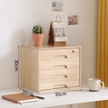 4-tier wood desk organizer with locking top drawer and natural grain finish - Natural Wood 4-Tier (With Lock)