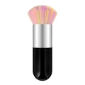 Portable chubby makeup brush with gradient bristles and sleek black handle - Small Chubby Black Silver Rainbow Hair