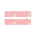 Paio di fermagli per capelli rettangolari rosa con ricamo bianco e trama in lino - Stile Ricamo Rosa (1)
