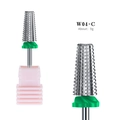 Punta per fresa unghie W04-C in acciaio al tungsteno con anello verde e base rosa - Punta per fresa per unghie 5 in 1 di alta qualità - Grossa (W04-C)