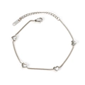 Collana in acciaio inossidabile argento con quattro ciondoli a cuore e chiusura a moschettone - Bracciale Color Acciaio (B108)