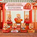 Lot de figurines de cheval du zodiaque en PVC avec bases rouges et tons jaunes - -455 Ensemble De Photos Golden Horse Galoping Fortune Star 6 / Coffret Complet
