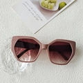 Occhiali da sole poligonali rosa-grigio con lenti marroni sfumate e montatura retro - Rosa antico