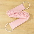 Pink double-sided long scrubbing bath towel with foam mesh and nylon handles - 7044-2 Bath Flower Back Scrubber (Pink)