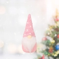 Pink knitted gnome Christmas tree hanging ornament with white dots and soft beard - Style C / Pink