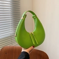 Sac hobo croissant vert herbe minimaliste en similicuir de haute qualité pour femme - Vert