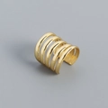 Minimalist multi-layer 925 silver ear cuff with five parallel lines in golden finish - 925 Silver / Yellow Gold (Single)