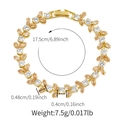 Detailed view of marquise-cut zircon bracelet with dimensions 17.5cm and 7.5g weight - Leaf-shaped Clear Champagne Style (KB0766-1)