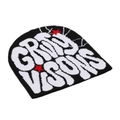 Close-up of GRITY VISIONS knit beanie showing intricate jacquard texture and star design - White Jacquard Letter Black Trendy Knit Hat (G)