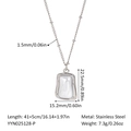 Silver square pearl necklace in stainless steel with 41+5cm chain for women - Silver Irregular Square Pearl Style (YYN025128-P)