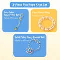 3-piece durable cotton rope toy set for dogs including tug ball and donut ring - 3-Piece Parent-Child Rope Knot Play Set