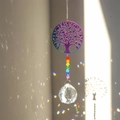 Rainbow tree of life crystal suncatcher with colorful beads and faceted crystal ball - Colorful Gold Tree of Life