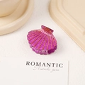 Elegant purple glitter shell hair claw with golden veins and transparent grip teeth - Purple with Logo