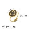 Böhmischer Ring aus 18k vergoldetem Edelstahl mit grauem Emaille-Herz und Perlendetail - Einstellbar Offen / Schwarzes Herz (TR4254)