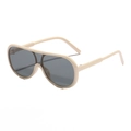 Oversized retro cream kids sunglasses with dark grey lenses in integrated design - Beige Frame Gray Lens