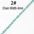 Cadena artesanal de cristal turquesa de 4mm en acero inoxidable para joyería DIY - 4mm / 2# Verde Turquesa Cadena Por Metro