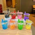 Lot de porte-clés tasse de thé aux perles lumineux en 8 couleurs avec paillettes - Tasse de Thé au Lait