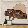 Tapiz de pared boho minimalista con ilustración de tigre para decoración del hogar - 73*95CM / Tela Cepillada