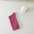 Vibrant rose pink ribbed cotton mid-calf socks for women in minimalist style - Rose Red