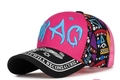 Hip-hop baseball cap in hot pink with blue SWAG embroidery and black printed brim - Half Mesh Rose Red