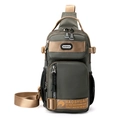 Zaino monospalla da uomo in nylon verde con spallacci kaki e scomparti multipli - Verde Militare