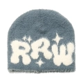 Berretto in maglia peluche invernale blu grigio con lettere RRW bianche e motivi a stelle - M (56-58cm) / Grigio