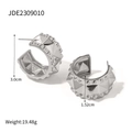 Silver 18k gold-plated stainless steel C-shaped stud earrings with pyramid studs - Silver
