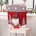 Christmas Santa Claus chair cover with 3D plush doll and snowflake patterns - Santa Claus