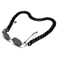Black round sunglasses with thick acrylic chain accessory arranged in a heart shape - 20x30mm Large Size / Black