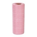 Pink wave pattern non-woven disposable cleaning cloth roll for kitchen use - Red