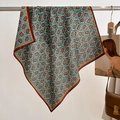 Detail of dark green paisley silk scarf with vintage pattern and red yellow borders - Autumn Green