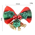 Mini Christmas bow with gold bells and green holly leaves, size 4.5cm by 4cm red plaid style - Red Green Grid Green Leaf
